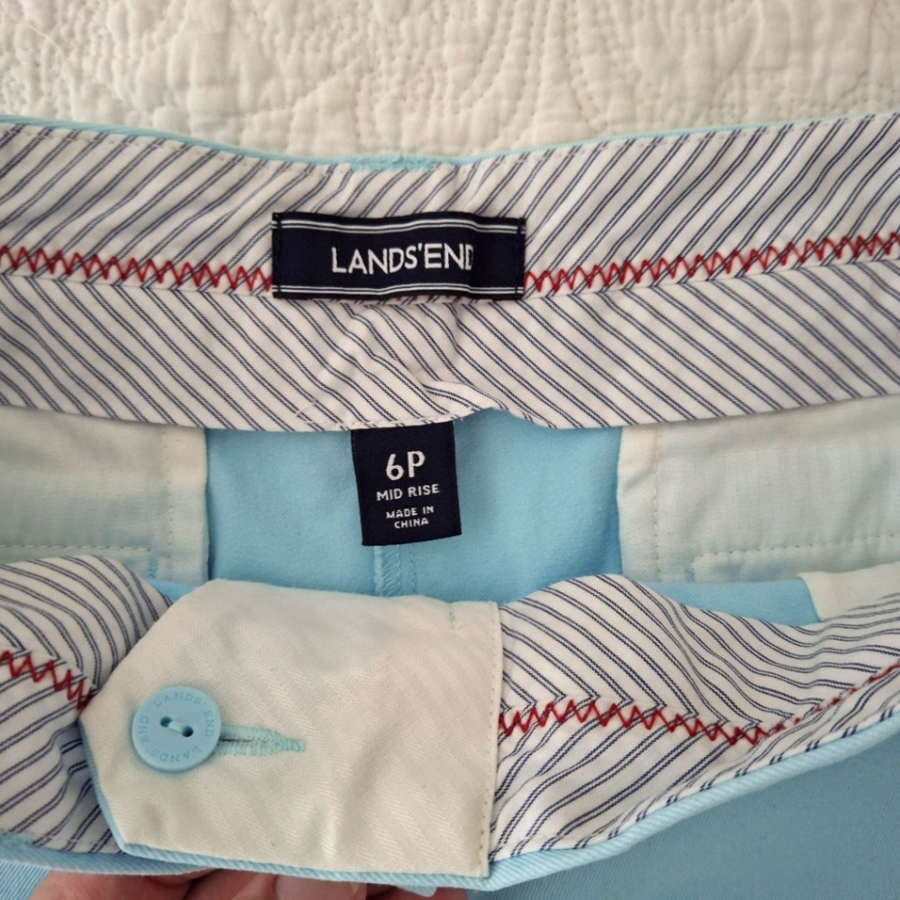 Lands End 6 Pale Turquoise Shorts Canvas Chino Cargo - Picture 2 of 6
